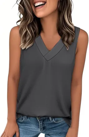 Tank Top for Women Summer V Neck T-Shirt Trendy Sleeveless Basic Tee Loose Fit 2025 Fashion