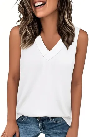 Tank Top for Women Summer V Neck T-Shirt Trendy Sleeveless Basic Tee Loose Fit 2025 Fashion