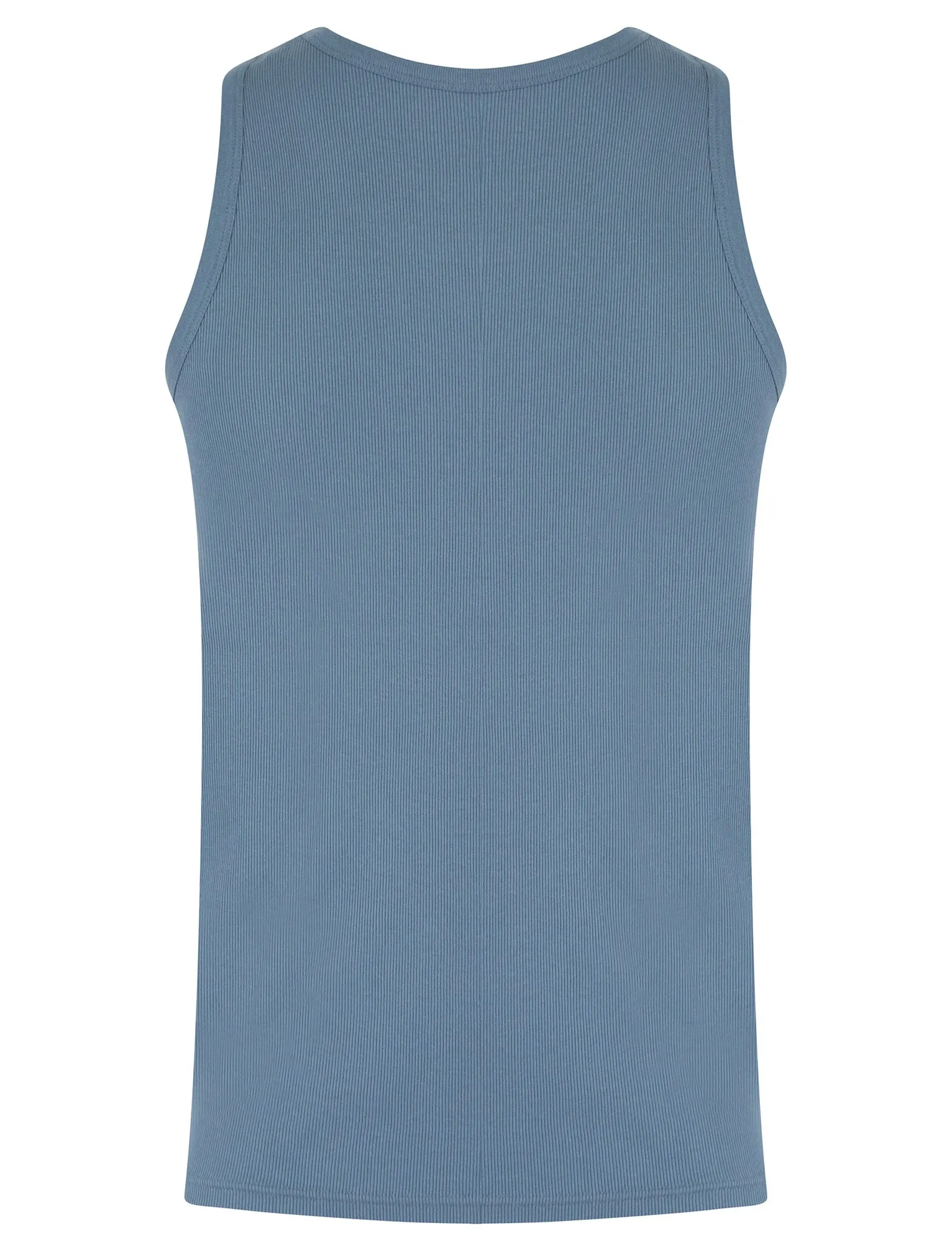 Victory 4 Pack Cotton Ribbed Sleeveless Vest Tops in Blithe Blue / Light Grey Marl / Jet Black / Blue Horizon - South Shore