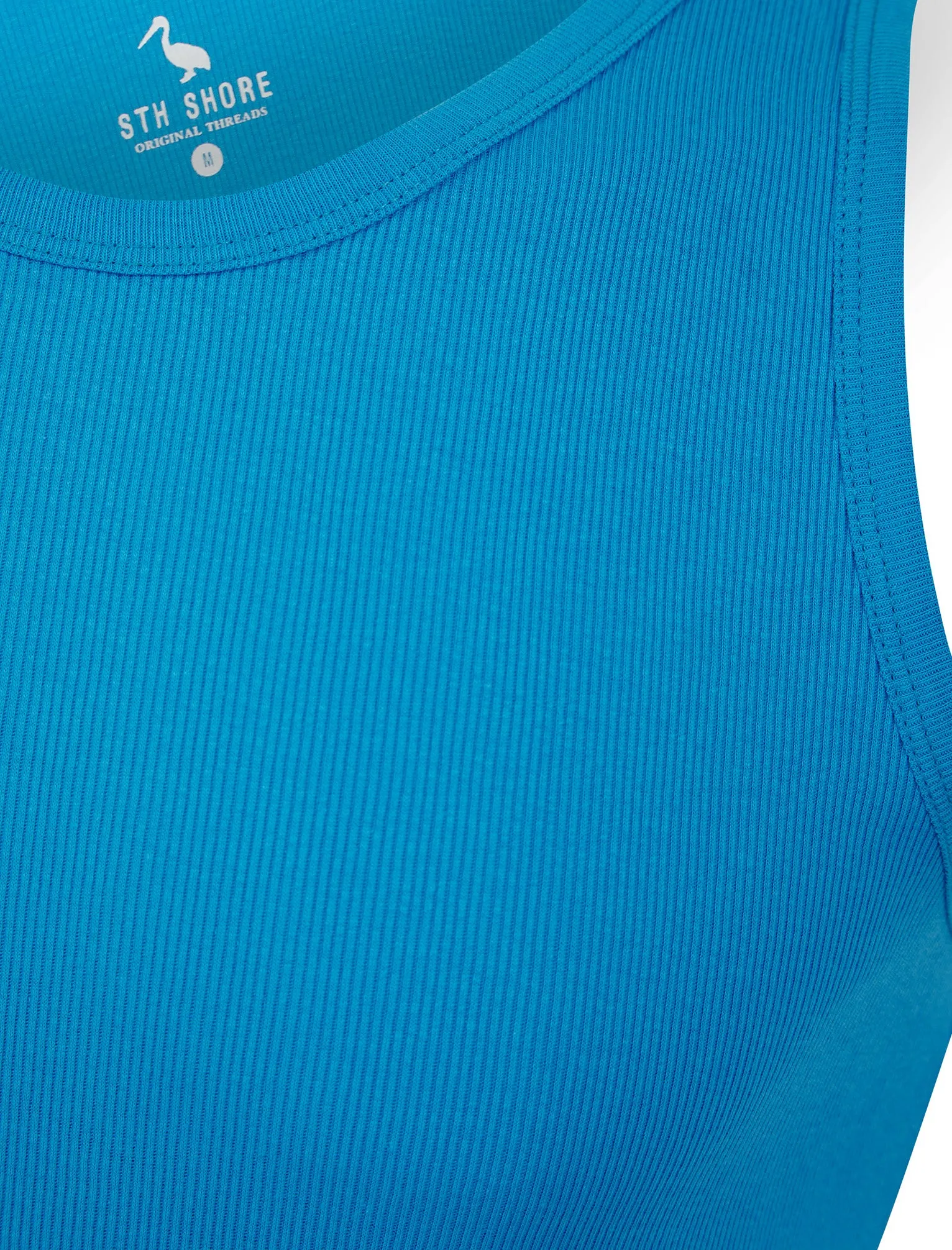 Victory 4 Pack Cotton Ribbed Sleeveless Vest Tops in Blithe Blue / Light Grey Marl / Jet Black / Blue Horizon - South Shore