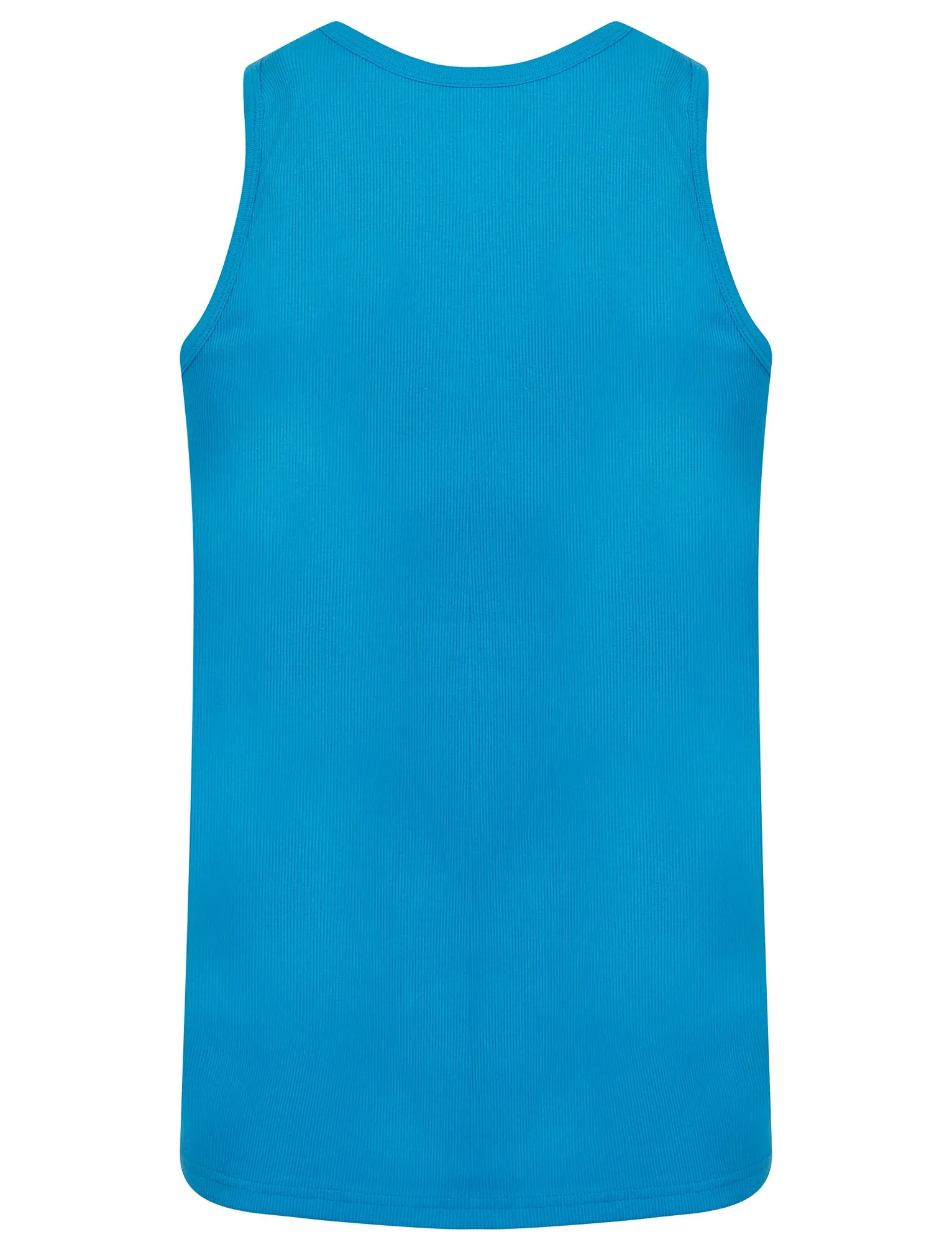 Victory 4 Pack Cotton Ribbed Sleeveless Vest Tops in Blithe Blue / Light Grey Marl / Jet Black / Blue Horizon - South Shore