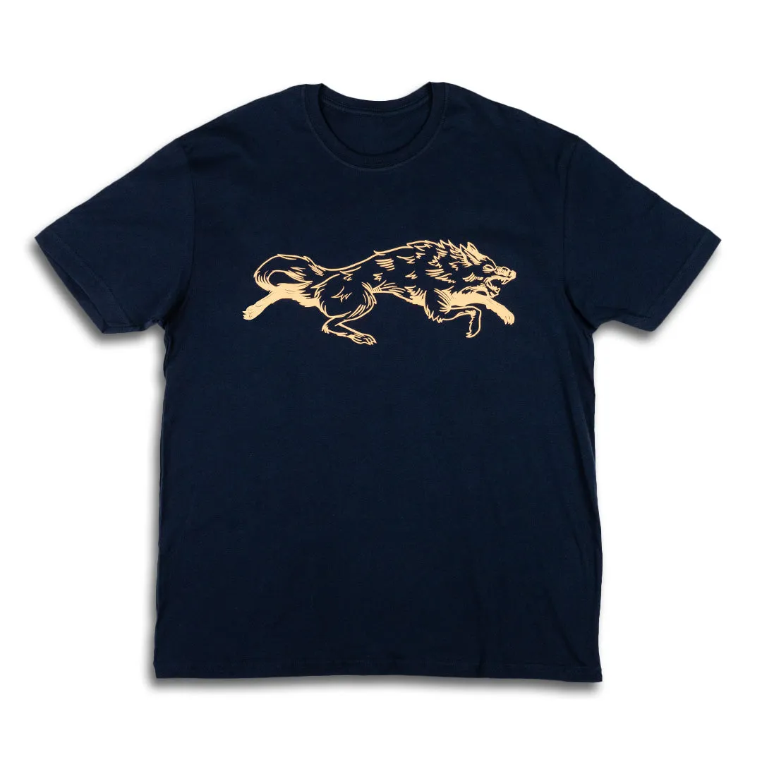 VINTAGE WOLF TEE SHIRT-NAVY