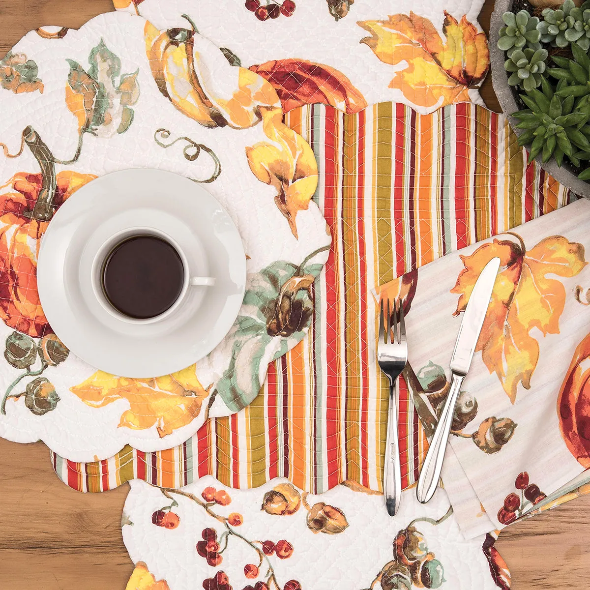 Watercolor Pumpkin Table Linens
