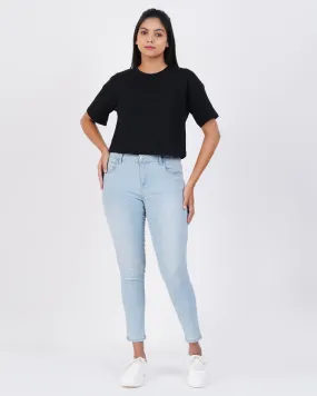 Women Black Crop Tees
