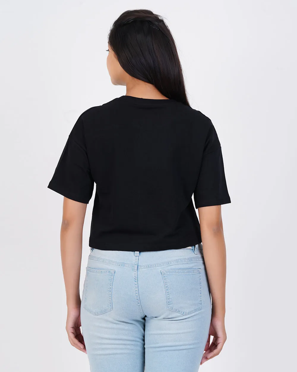 Women Black Crop Tees
