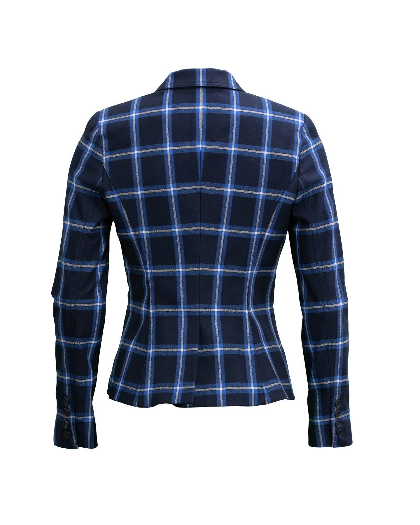 Wrap Blazer in Navy Windowpane