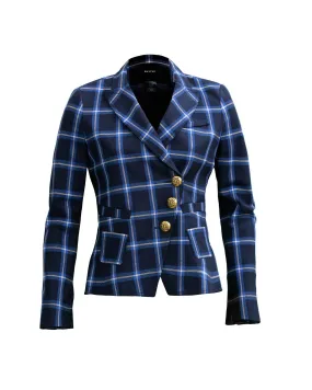 Wrap Blazer in Navy Windowpane