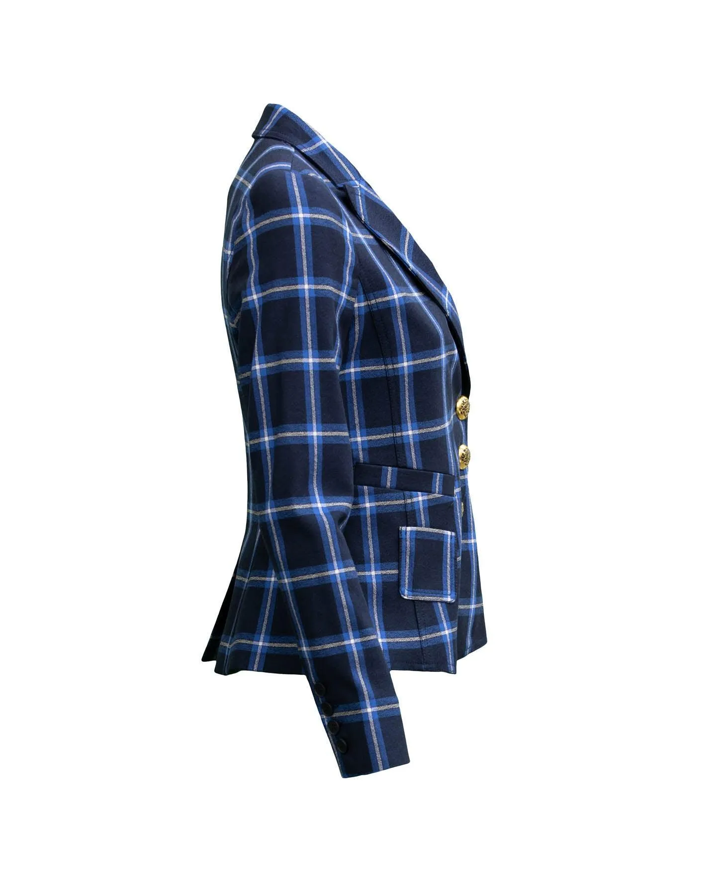 Wrap Blazer in Navy Windowpane
