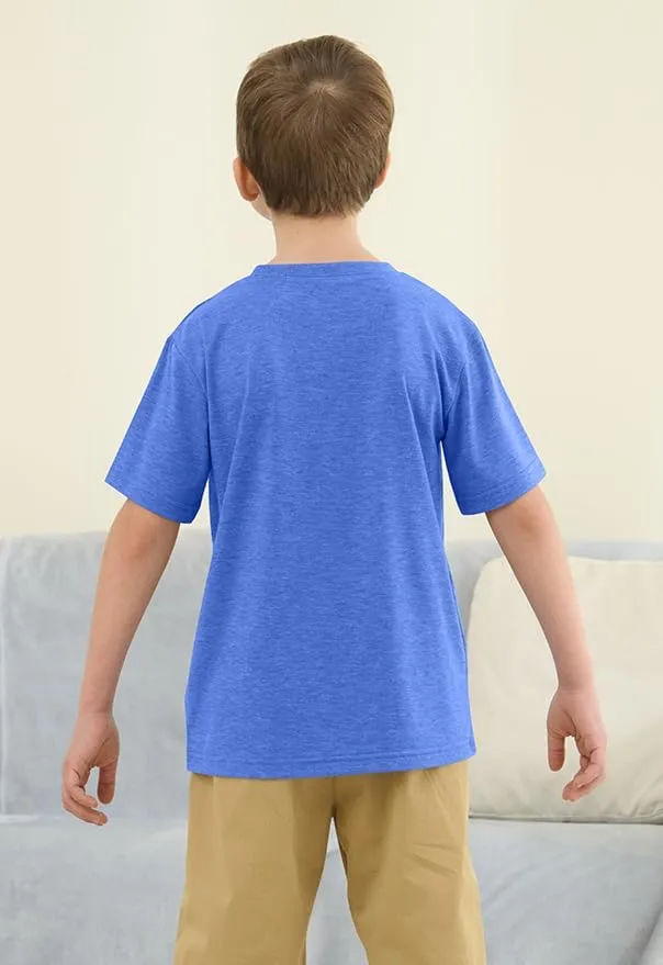 ZDC Boys Short Sleeve T Shirts Kids Summer Crewneck Tops Basic Tees with Pockets 5-14 Years