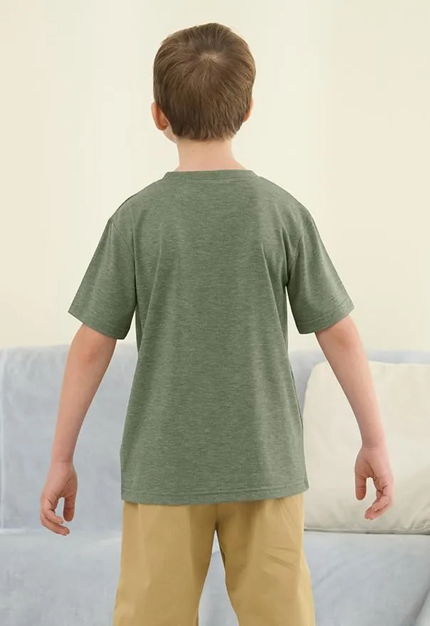 ZDC Boys Short Sleeve T Shirts Kids Summer Crewneck Tops Basic Tees with Pockets 5-14 Years
